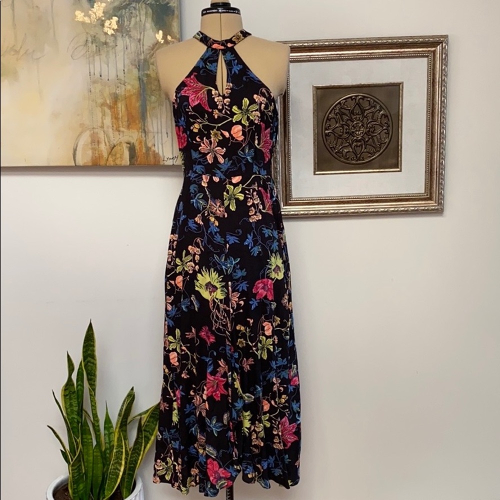 Halter Floral Print Dress with Slit, NWOT